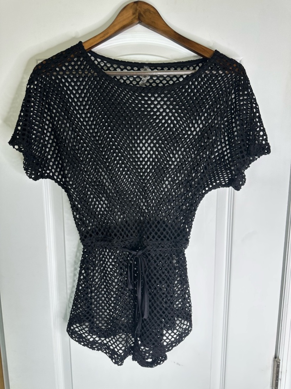Forever 21 Black Crochet Tie-Waist Romper/Beach/Swim Cover Up